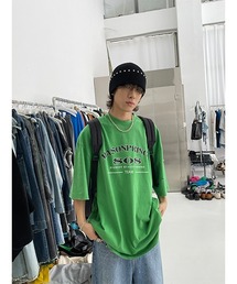 【MASONPRINCE】Oversized vintage-like logo print damage TEE DT3106