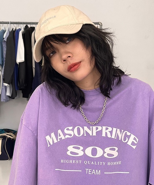 MASONPRINCE(メイソンプリンス)の「【MASONPRINCE】Oversized vintage-like logo print damage TEE DT3106(Tシャツ/カットソー・メンズ・グリーン/ライトブルー/パープル/ベージュ/ブラック/ブルー・S/L/M)」の11枚目の写真