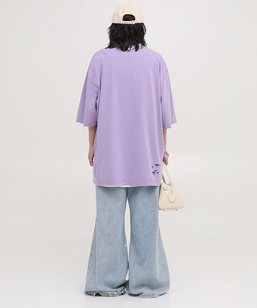 MASONPRINCE(メイソンプリンス)の「【MASONPRINCE】Oversized vintage-like logo print damage TEE DT3106(Tシャツ/カットソー・メンズ・グリーン/ライトブルー/パープル/ベージュ/ブラック/ブルー・S/L/M)」の19枚目の写真