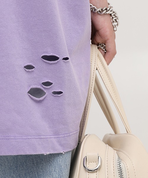MASONPRINCE(メイソンプリンス)の「【MASONPRINCE】Oversized vintage-like logo print damage TEE DT3106(Tシャツ/カットソー・メンズ・グリーン/ライトブルー/パープル/ベージュ/ブラック/ブルー・S/L/M)」の21枚目の写真