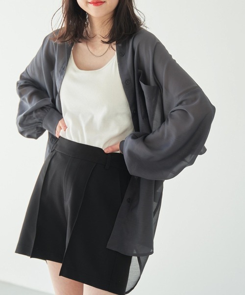 WEGO(ウィゴー)の「WEGO/シアーボリュームスリーブシャツ(シャツ/ブラウス・レディース・ブラック/オフホワイト/ピンク/ライトイエロー/ベージュ系その他2/グリーン系その他2/ブルー系その他4/ライトパープル/グリーン/オレンジ系その他5/ブラウン・FREE)」の17枚目の写真