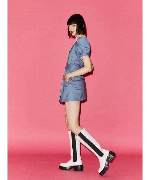 jouetie（ジュエティ）の「サイドゴアロングブーツ（ブーツ・レディース・ブラック/オフホワイト・M/L）」の4枚目の写真