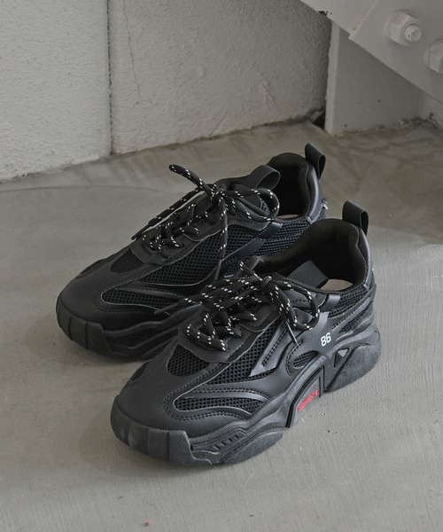 NOFALL（ノーフォール）の「ビビットカラーダッドスニーカー（スニーカー・レディース・ホワイト/イエロー/ブラック/ピンク/グリーン・L/LL/3L/S/M/SS）」の2枚目の写真