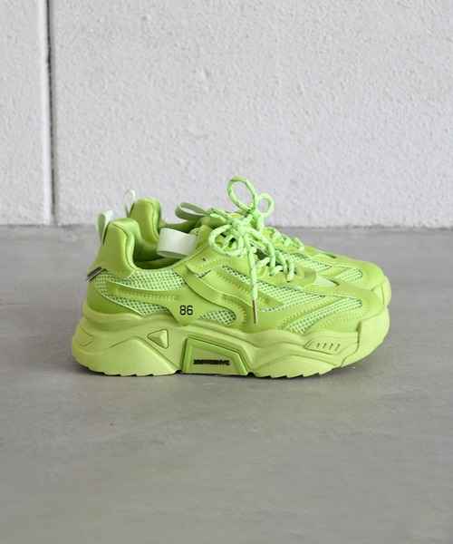 NOFALL（ノーフォール）の「ビビットカラーダッドスニーカー（スニーカー・レディース・ホワイト/イエロー/ブラック/ピンク/グリーン・L/LL/3L/S/M/SS）」の10枚目の写真