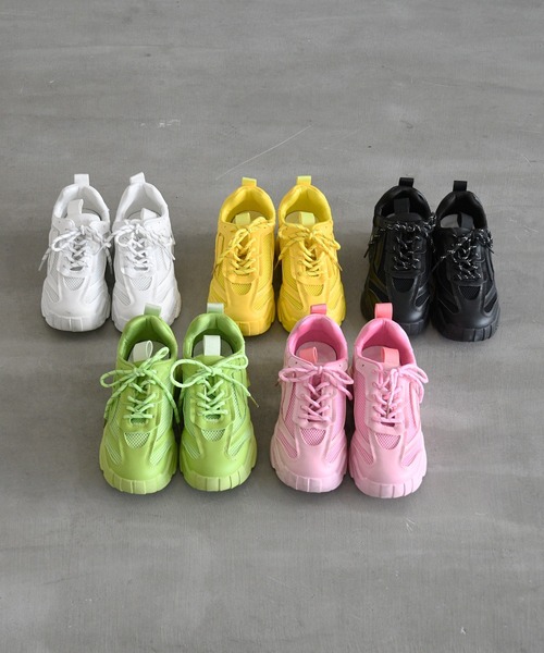 NOFALL（ノーフォール）の「ビビットカラーダッドスニーカー（スニーカー・レディース・ホワイト/イエロー/ブラック/ピンク/グリーン・L/LL/3L/S/M/SS）」の8枚目の写真