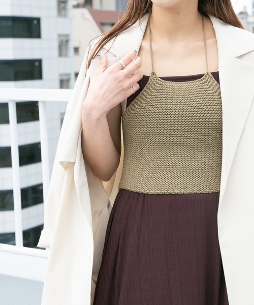 KBF（ケイビーエフ）の「ガーター編みホルターニット（ニット/セーター・レディース・カーキ/グレー系その他/ベージュ系その他・ONE）」の16枚目の写真
