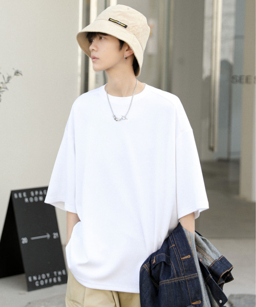 neos（ネオス）の「【neos -addictive design-】ルーズシルエット 接触冷感 ハーフスリーブ ベーシック Tシャツ（Tシャツ/カットソー・メンズ・ホワイト/ブラック/ターコイズブルー/カーキ/ピンク・MEDIUM/LARGE/X-LARGE）」の2枚目の写真