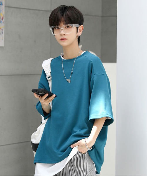 neos（ネオス）の「【neos -addictive design-】ルーズシルエット 接触冷感 ハーフスリーブ ベーシック Tシャツ（Tシャツ/カットソー・メンズ・ホワイト/ブラック/ターコイズブルー/カーキ/ピンク・MEDIUM/LARGE/X-LARGE）」の5枚目の写真