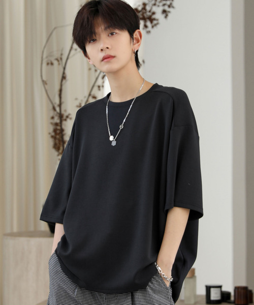 neos（ネオス）の「【neos -addictive design-】ルーズシルエット 接触冷感 ハーフスリーブ ベーシック Tシャツ（Tシャツ/カットソー・メンズ・ホワイト/ブラック/ターコイズブルー/カーキ/ピンク・MEDIUM/LARGE/X-LARGE）」の3枚目の写真