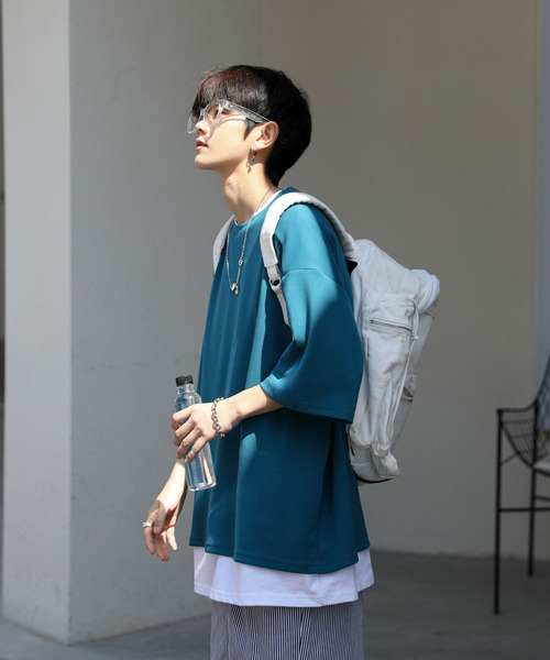 neos（ネオス）の「【neos -addictive design-】ルーズシルエット 接触冷感 ハーフスリーブ ベーシック Tシャツ（Tシャツ/カットソー・メンズ・ホワイト/ブラック/ターコイズブルー/カーキ/ピンク・MEDIUM/LARGE/X-LARGE）」の14枚目の写真