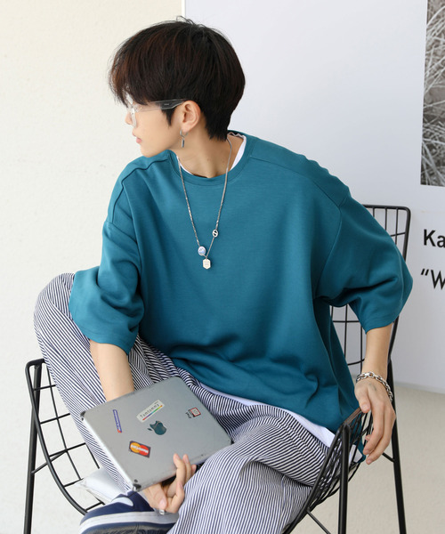 neos（ネオス）の「【neos -addictive design-】ルーズシルエット 接触冷感 ハーフスリーブ ベーシック Tシャツ（Tシャツ/カットソー・メンズ・ホワイト/ブラック/ターコイズブルー/カーキ/ピンク・MEDIUM/LARGE/X-LARGE）」の6枚目の写真