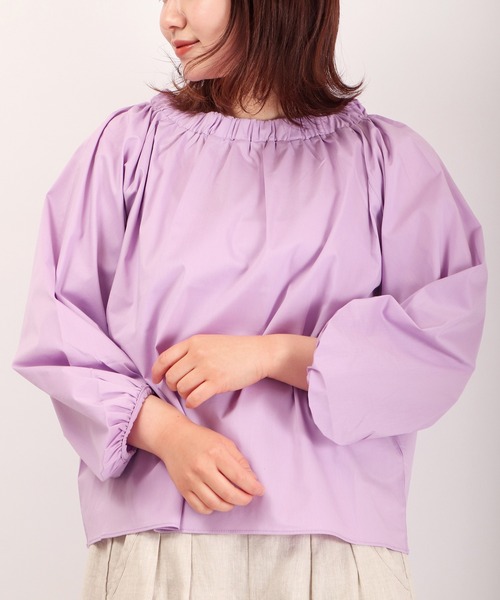 EGLANTINE(エグランティーヌ)の「EGLANTINE パフスリーブブラウス(シャツ/ブラウス・レディース・オフホワイト/コーラルピンク/イエロー/サックスブルー/パープル/ネイビー・40)」の5枚目の写真