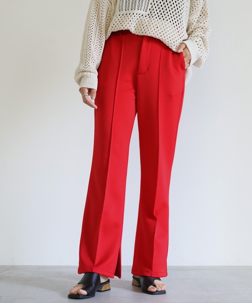 select MOCA（セレクトモカ）の「ポンチピンタック裾スリットパンツ（スラックス・レディース・ブラック/レッド/グリーン・SMALL/MEDIUM）」の7枚目の写真