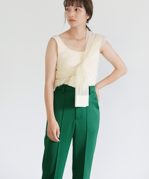 select MOCA（セレクトモカ）の「ポンチピンタック裾スリットパンツ（スラックス・レディース・ブラック/レッド/グリーン・SMALL/MEDIUM）」の17枚目の写真