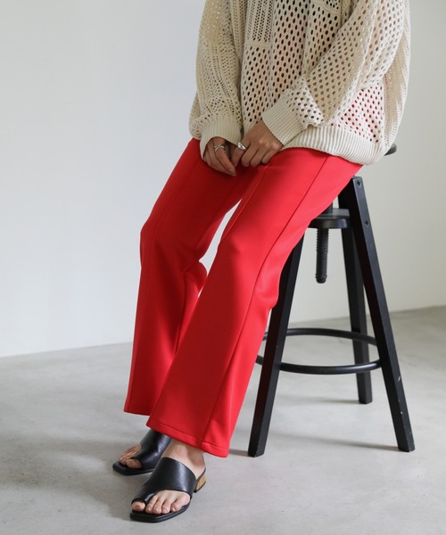 select MOCA（セレクトモカ）の「ポンチピンタック裾スリットパンツ（スラックス・レディース・ブラック/レッド/グリーン・SMALL/MEDIUM）」の8枚目の写真