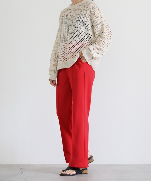 select MOCA（セレクトモカ）の「ポンチピンタック裾スリットパンツ（スラックス・レディース・ブラック/レッド/グリーン・SMALL/MEDIUM）」の12枚目の写真