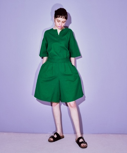 manana suerte（マニャーナスエルテ）の「コットンリネン スリットネックプルオーバー（シャツ/ブラウス・レディース・グレー/ブラック/グリーン・FREE）」の14枚目の写真