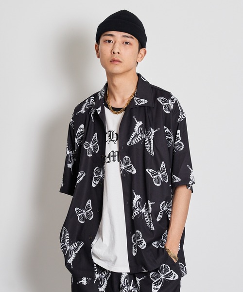 GALLIS ADDICTION(ガリスアディクション)の「GA BUTTERFLY O・C SHIRT/バタフライ オープンカラー半袖シャツ(シャツ/ブラウス・メンズ・ホワイト/ブラック/ベージュ・FREE)」の2枚目の写真