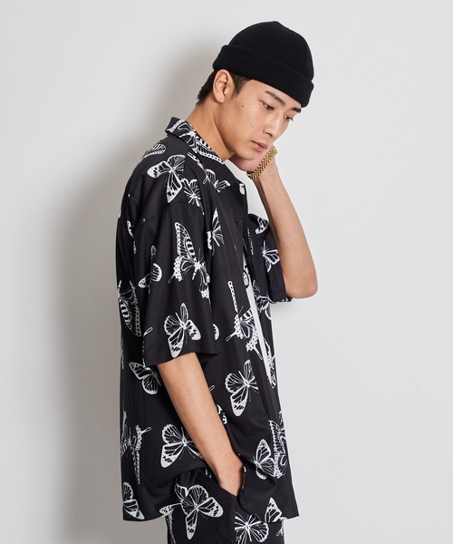 GALLIS ADDICTION(ガリスアディクション)の「GA BUTTERFLY O・C SHIRT/バタフライ オープンカラー半袖シャツ(シャツ/ブラウス・メンズ・ホワイト/ブラック/ベージュ・FREE)」の8枚目の写真
