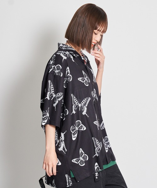 GALLIS ADDICTION(ガリスアディクション)の「GA BUTTERFLY O・C SHIRT/バタフライ オープンカラー半袖シャツ(シャツ/ブラウス・メンズ・ホワイト/ブラック/ベージュ・FREE)」の14枚目の写真