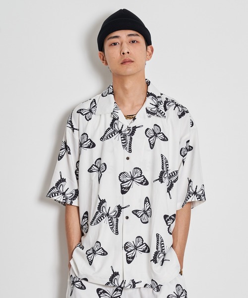 GALLIS ADDICTION(ガリスアディクション)の「GA BUTTERFLY O・C SHIRT/バタフライ オープンカラー半袖シャツ(シャツ/ブラウス・メンズ・ホワイト/ブラック/ベージュ・FREE)」の4枚目の写真
