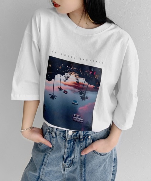 LVEU.(ラブユ.)の「Print over T-shirt / プリントオーバーTシャツ(Tシャツ/カットソー・レディース・ブラック/ホワイト・FREE)」の9枚目の写真