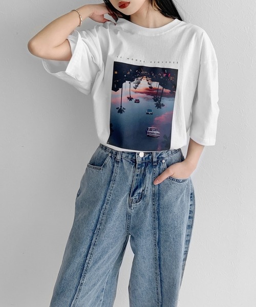 LVEU.(ラブユ.)の「Print over T-shirt / プリントオーバーTシャツ(Tシャツ/カットソー・レディース・ブラック/ホワイト・FREE)」の16枚目の写真