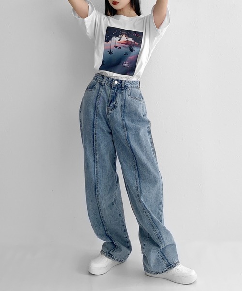 LVEU.(ラブユ.)の「Print over T-shirt / プリントオーバーTシャツ(Tシャツ/カットソー・レディース・ブラック/ホワイト・FREE)」の17枚目の写真