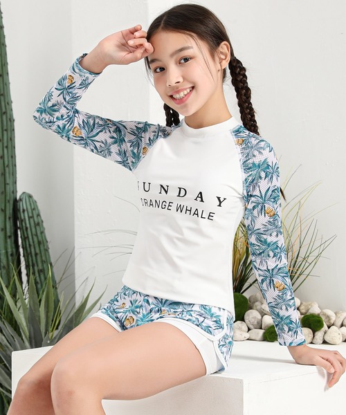 TeddyShop（テディショップ）の「キッズスクール水着 長袖ボタニカル柄