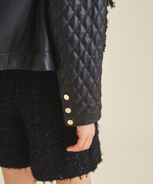 セール】ツイードポケットレザージャケット（ライダースジャケット