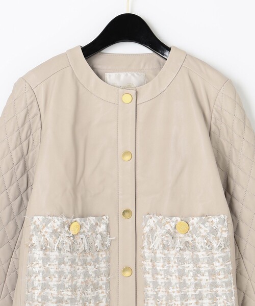 セール】ツイードポケットレザージャケット（ライダースジャケット