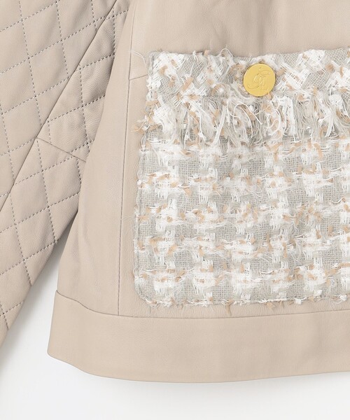 セール】ツイードポケットレザージャケット（ライダースジャケット