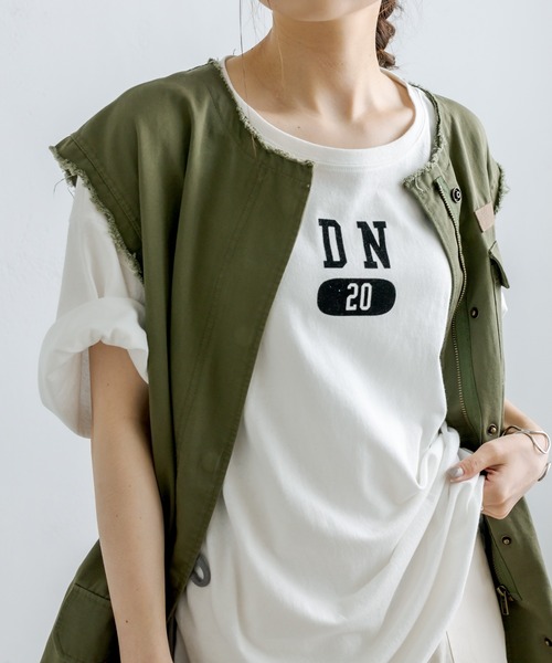 PUAL CE CIN（ピュアルセシン）の「【Du noir】フロッキープリントTシャツ（Tシャツ/カットソー・レディース・ホワイト/ブラック/グレー・FREE）」の2枚目の写真