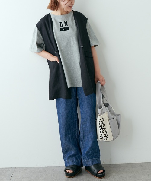 PUAL CE CIN（ピュアルセシン）の「【Du noir】フロッキープリントTシャツ（Tシャツ/カットソー・レディース・ホワイト/ブラック/グレー・FREE）」の9枚目の写真