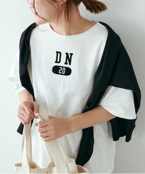 PUAL CE CIN（ピュアルセシン）の「【Du noir】フロッキープリントTシャツ（Tシャツ/カットソー・レディース・ホワイト/ブラック/グレー・FREE）」の4枚目の写真