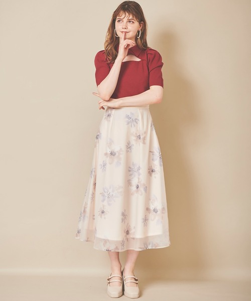 ☆新品☆ 31 Sons de mode 花柄　フレア　スカート☆ 31 Sons de mode（トランテアン ソン ドゥ モード）の「水彩花柄