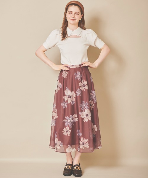 31 Sons de mode（トランテアン　ソン　ドゥ　モード）の「水彩花柄フレアスカート（スカート・レディース・グレー/クリーム/ブラウン・36/38）」の13枚目の写真