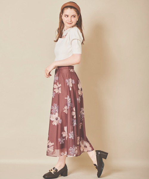 31 Sons de mode（トランテアン　ソン　ドゥ　モード）の「水彩花柄フレアスカート（スカート・レディース・グレー/クリーム/ブラウン・36/38）」の19枚目の写真