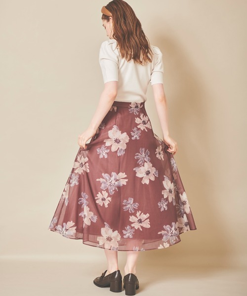 31 Sons de mode（トランテアン　ソン　ドゥ　モード）の「水彩花柄フレアスカート（スカート・レディース・グレー/クリーム/ブラウン・36/38）」の17枚目の写真