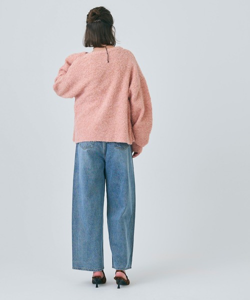 coca(coca)(コカ)の「ブークレニットクルーネックカーディガン(カーディガン/ボレロ・レディース・イエロー/ブルー/ベージュ/チャコールグレー/ターコイズブルー/ライトピンク/グレイッシュベージュ/ライトブルー・M/L)」の15枚目の写真