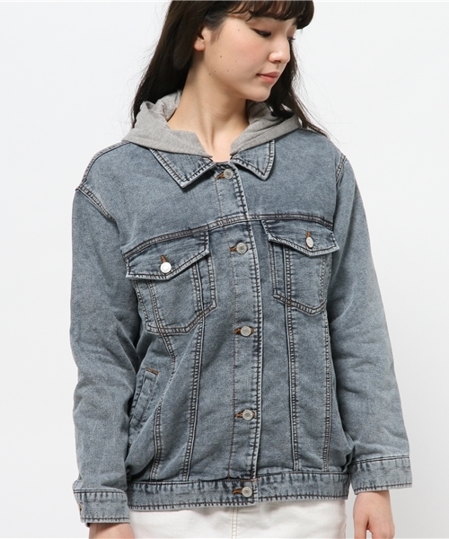 WEGO(ウィゴー)の「WEGO/フード付Gジャン(デニムジャケット・レディース・インディゴブルー・MEDIUM)」の2枚目の写真