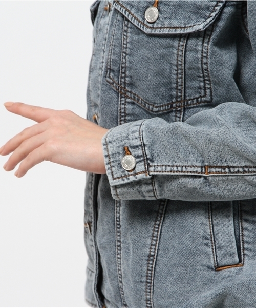 WEGO(ウィゴー)の「WEGO/フード付Gジャン(デニムジャケット・レディース・インディゴブルー・MEDIUM)」の6枚目の写真