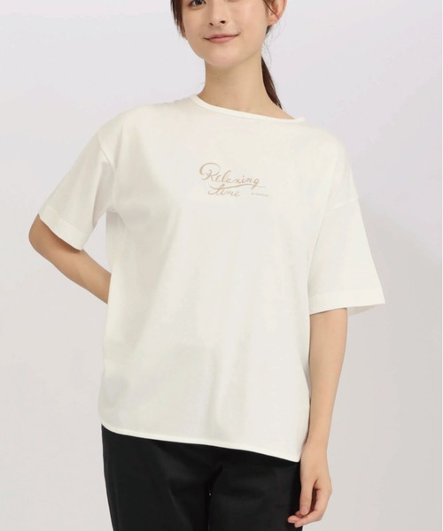 McGREGOR(マックレガー)の「シャツテールチュニックTシャツ(Tシャツ/カットソー・レディース・ホワイト/スモークピンク/サンドベージュ/チャコール・L/M)」の1枚目の写真