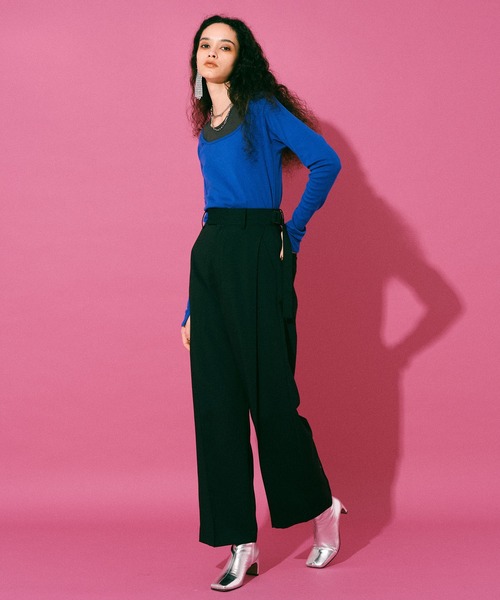 MAISON SPECIAL（メゾンスペシャル）の「Color Wide tapered Pants/カラーワイドテーパードパンツ【MAISON SPECIAL/メゾンスペシャル】（その他パンツ・レディース・ブラック/グリーン/ブルー/パープル/イエロー・36/38）」の10枚目の写真