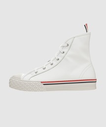 THOM BROWNE | COLLEGIATE HIGH TOP ON TARTAN TREAD SOLE IN VITELLO CALF LEATHER WHITE(スニーカー)