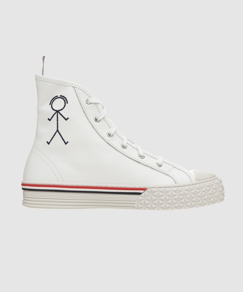 THOM BROWNE(トムブラウン)の「COLLEGIATE HIGH TOP ON TARTAN TREAD SOLE IN VITELLO CALF LEATHER WHITE(スニーカー・メンズ・ホワイト・8/10/9)」の3枚目の写真