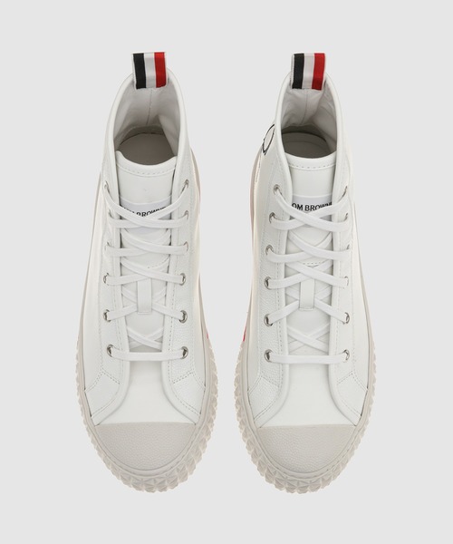 THOM BROWNE(トムブラウン)の「COLLEGIATE HIGH TOP ON TARTAN TREAD SOLE IN VITELLO CALF LEATHER WHITE(スニーカー・メンズ・ホワイト・8/10/9)」の5枚目の写真