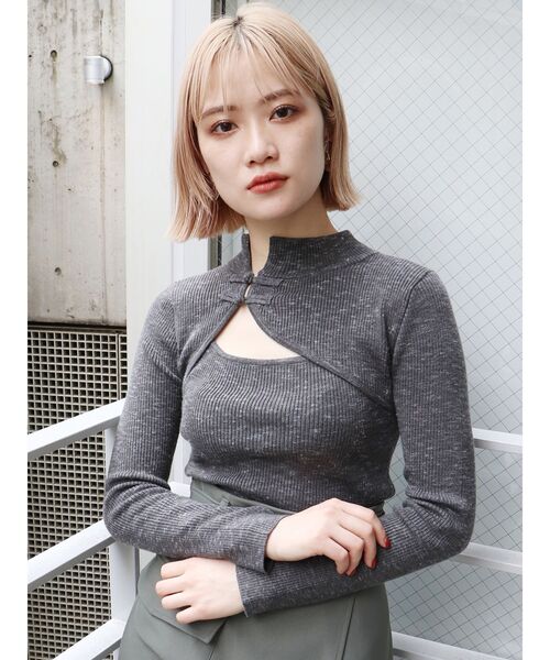 MURUA（ムルーア）の「チャイナタイトニット（ニット/セーター・レディース・ブラック/グレー/ブルー/モカ・FREE）」の3枚目の写真