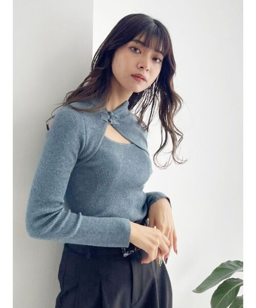 MURUA（ムルーア）の「チャイナタイトニット（ニット/セーター・レディース・ブラック/グレー/ブルー/モカ・FREE）」の8枚目の写真