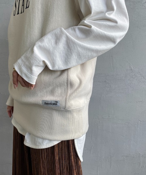 AMERICANA（アメリカーナ）の「[Americana×JEANS FACTORY/アメリカーナ×ジーンズファクトリー] 別注 AMERICAN STATE ロゴプリントスウェットベスト（ベスト・レディース・アイボリー/スミクロ/パープル・ONE SIZE）」の14枚目の写真
